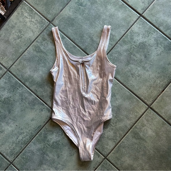 Chemistry Silver Metallic Zipper Bodysuit 
Size small - Picture 1 of 7